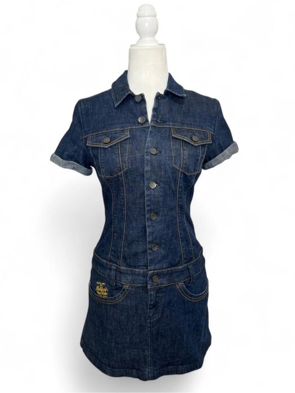 Vintage Y2K Killah / Miss sixty Dark Wash denim button up mini dress